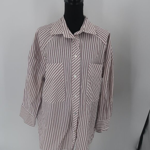 Topshop Women's Striped Button Down Size 6 - Picture 3 of 6